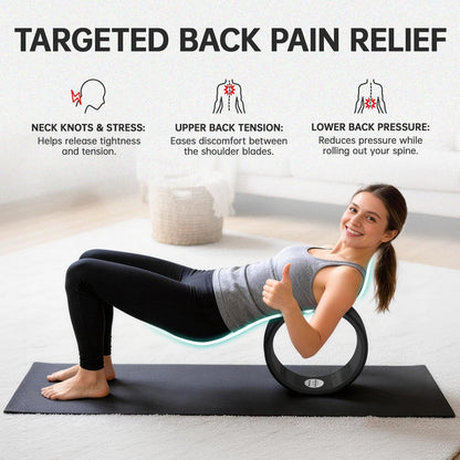 Back Wheel Foam Roller – Targeted Back & Neck Relief, Lumbar Spine Stretcher, Spinal Decompression Back Stretcher, Massage Roller with Density Foam for Physical Therapy, Supports 500lbs