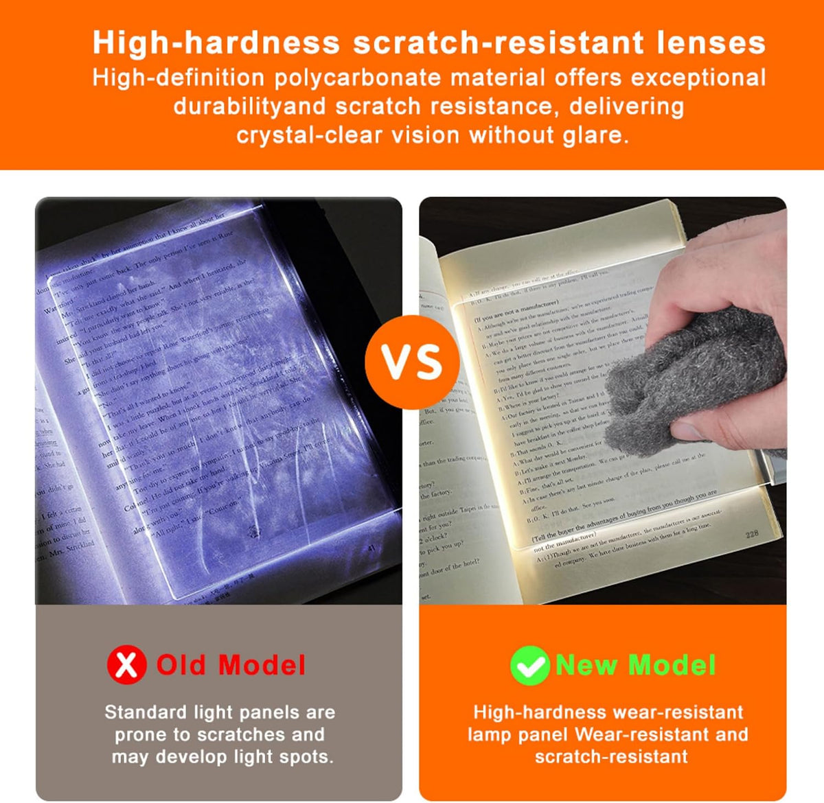 LED Flat Book Light for Reading at Night in Bed, Black