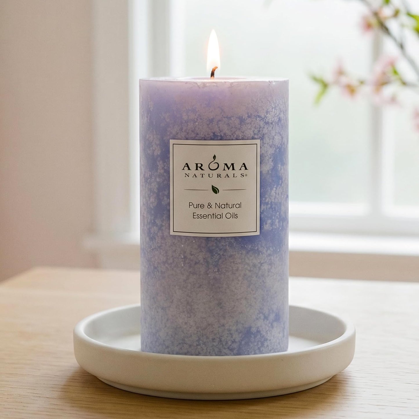 Aroma Naturals Essential Oil Tranquility Pillar Candle, 2.5" x 4", Lavender, 11 Ounce