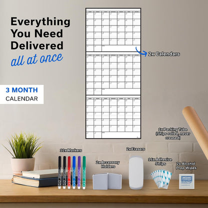 Large Dry Erase Calendar for Wall 36x48, Big Classroom Giant Month, Undated Reusable Family Monthly, Rolled Whiteboard White Board, Calendar Dry Erase Planner for Wall Erasable Large Office 48x36