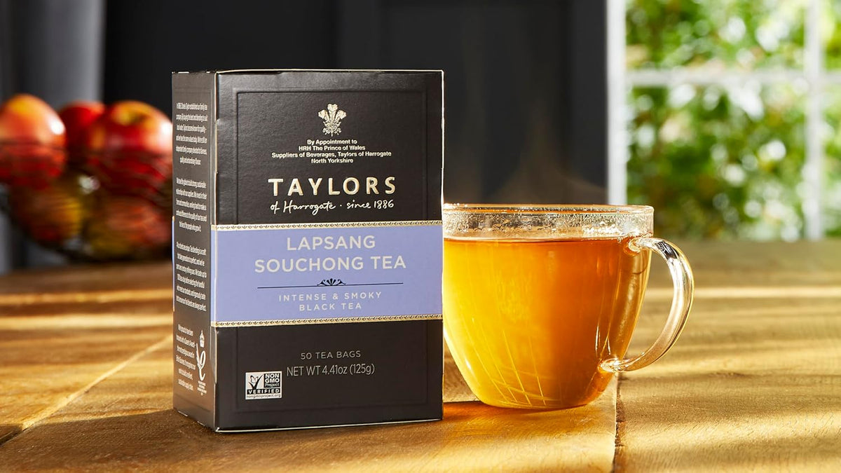 Taylors of Harrogate Lapsang Souchong, Black Tea, Pillow Tea Bags, Smoky, Rich and Strong, Caffeinated, Enjoy Hot or Iced, 50 Teabags, 50 Count (Pack of 2)