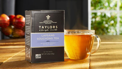 Taylors of Harrogate Lapsang Souchong, Black Tea, Pillow Tea Bags, Smoky, Rich and Strong, Caffeinated, Enjoy Hot or Iced, 50 Teabags, 50 Count (Pack of 2)