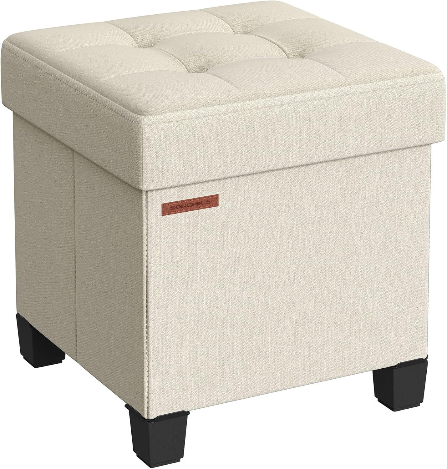 SONGMICS Storage Ottoman, Small Ottoman Foot Rest with Legs, 12.6 x 15.7 x 13.2 Inches Foot Stool, Load up to 660 lb, for Living Room, Bedroom, Dorm, Slate Gray ULSF012G01