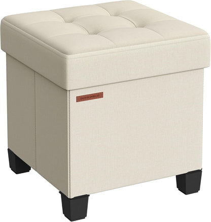 SONGMICS Storage Ottoman, Small Ottoman Foot Rest with Legs, 12.6 x 15.7 x 13.2 Inches Foot Stool, Load up to 660 lb, for Living Room, Bedroom, Dorm, Slate Gray ULSF012G01