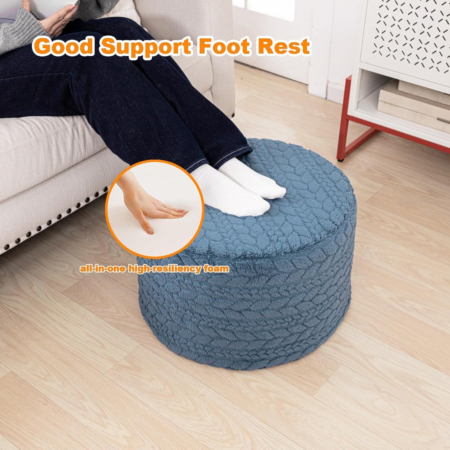 Round Pouf Ottoman 20 x 20 x 14 Inches Boho Poof Home Decor Floor Pouffe Ottoman Foot Rest for Couch Sofa Bean Bag Chairs Living Room Bedroom (Green)