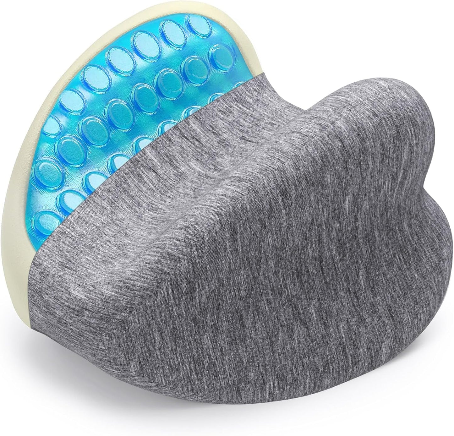 Knee Pillow for Side Sleepers - Cooling Gel Memory Foam Leg Pillow for Side Sleeping, Heart-Shaped Between Legs Cushion for Pressure Relief on Sciatica, Lower Back, Hips & Joints, Grey