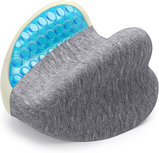 Knee Pillow for Side Sleepers - Cooling Gel Memory Foam Leg Pillow for Side Sleeping, Heart-Shaped Between Legs Cushion for Pressure Relief on Sciatica, Lower Back, Hips & Joints, Grey