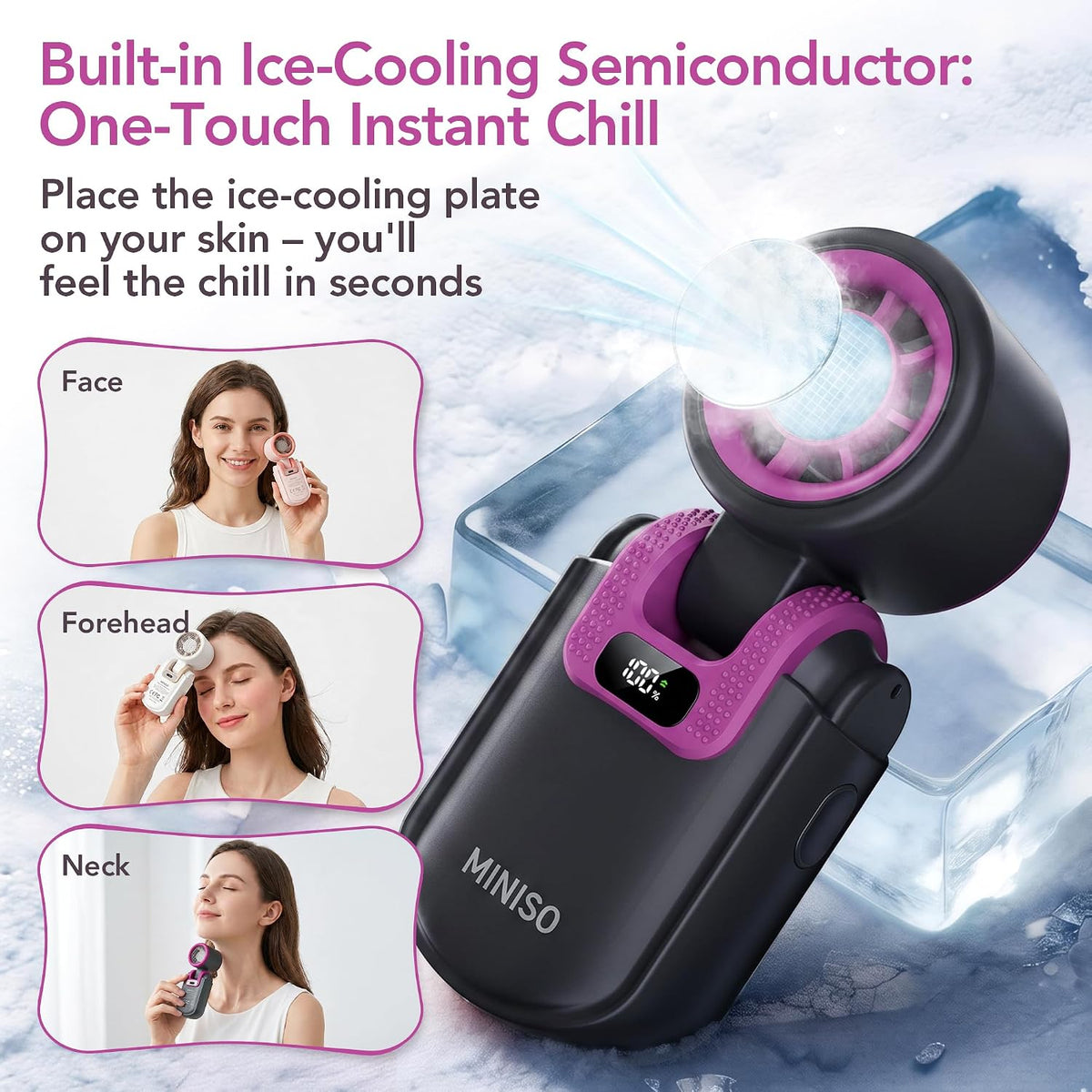 MINISO Portable Fan with Cooling Plate, Mini Handheld Fan Turbo