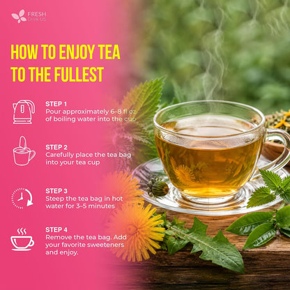 FreshDrinkUS, Premium 135 Bags Herbal Detox Tea, Strong and Great Blend with Dandelion, Ginseng, and Ginger - Digestive Health - Vegan, All Natural, Laxative-Free