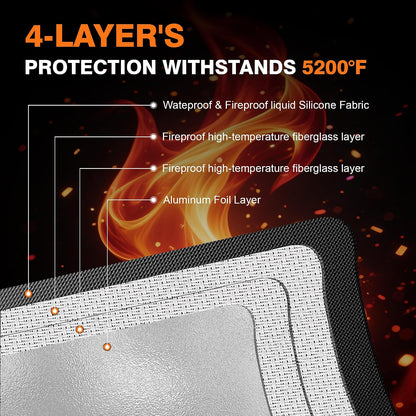 Large Fireproof Document Bags, 24x12x12" Waterproof Storage Firesafe Bag, Large Capacity Waterproof Photo Storage Box with Reflective Strip for Valuables & Passport, Silicone Coating & Zipper Closure