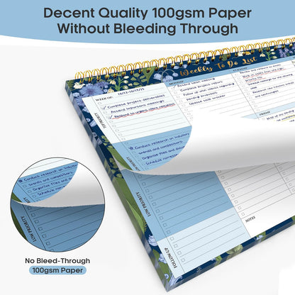 Taja Weekly To Do List Notepad, Undated Weekly Planner Pad, 8.5" x 11"