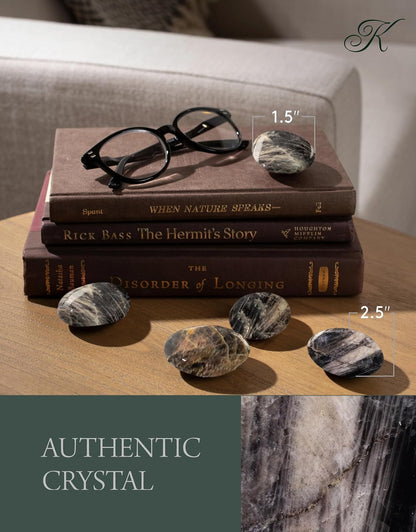 KALIFANO Palm Stone with Healing & Calming Effects - AAA+ Grade High Energy Worry Stone with Information Card - Reiki Crystal Used for Courage (Family Owned and Operated)