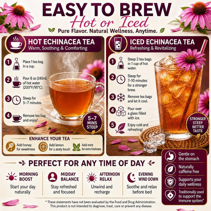 WOTIHA Echinacea Tea Bags, 60 Count, Pure Herbal Infusion, Caffeine Free