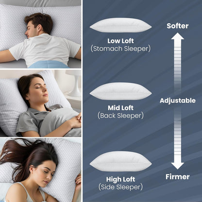 Utopia Bedding Shredded Memory Foam Pillows (Queen), Cooling Adjustable Bed Pillows for Sleeping with Washable Pillow Case, Back, Stomach and Side Sleeper Pillow, Plush and Supportive (1 Pack)
