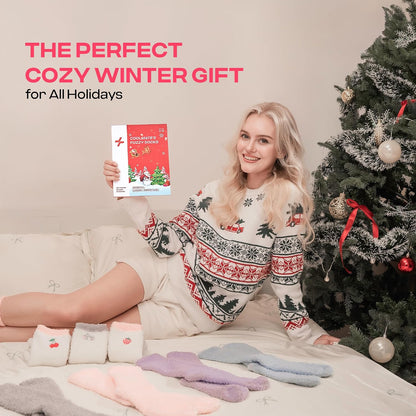 COOLMATE Fuzzy Socks for Women Gift Box – Cozy Soft Cloud Socks for Spa Home, Mother’s Day Gifts for Mom Grandma