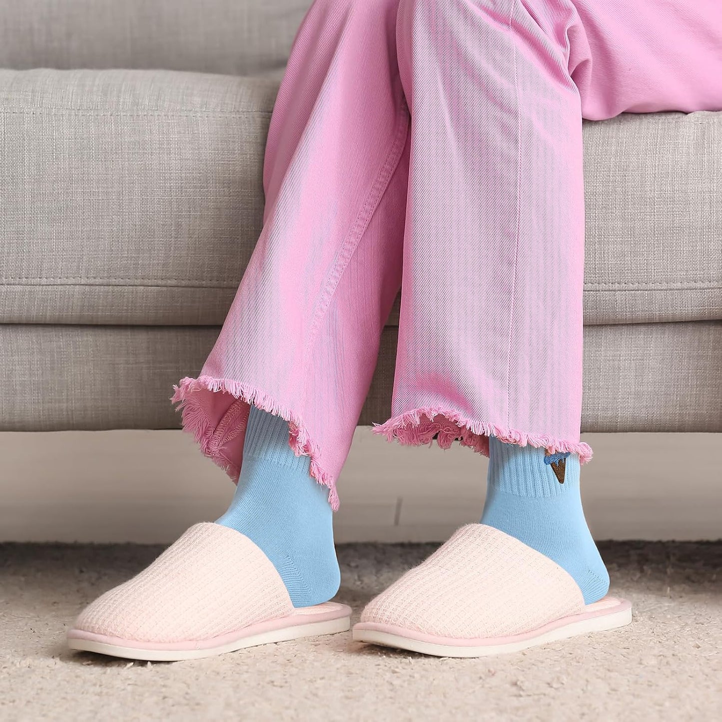 Eurzom 10 Pairs Socks Womens Crew Elastic Ankle Length Cotton Socks Aesthetic Cute Lightweight Low Cut Gifts for Women - Colors B