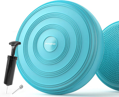 Inflated Wobble Cushion,Dyna Disc,Circular Non-slip Texture for Comfortable Sitting,Wiggle Seat to Improve Posture, Fitness, Stability for Sensory Kids Adults,Balance Seat with Pump for Core Strength