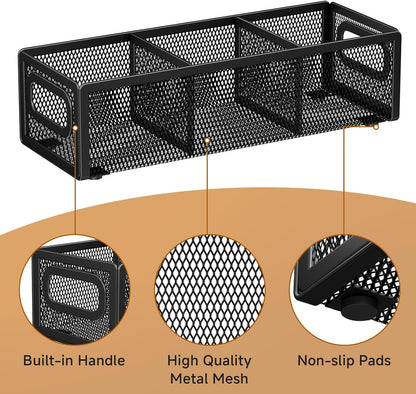 2 Tier Tea Bag Organizer, Mesh Tea Bag Holder with Handle, Teabag Holder, Tea Station Organizer for Countertop, Pantry, Kitchen, Cabinet -Black