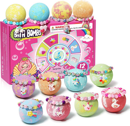 Sanyi Unicorn Bath Bombs for Kids with Bracelet Inside, Gifts for Girls 4-8