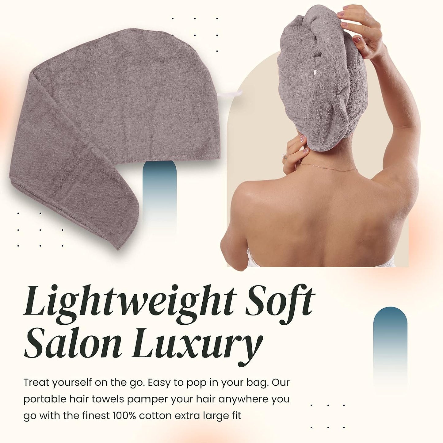 Huge Cotton Hair Towel Wrap for Women (Coral White)