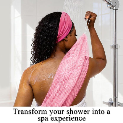 SubSahara Authentic African Net Sponge - 2 Pack Exfoliating Bath & Shower Loofah Sponge for Body & Face, Gentle Scrubber for All Skin Types, Travel, Durable Polyester (Olive Green & Light Green)