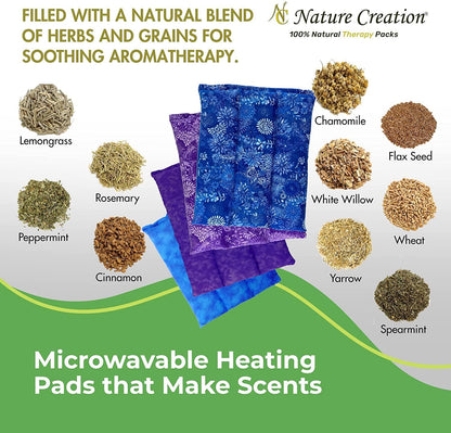 Nature Creation Microwaveable Herbal Heating Pad for Lumbar - Soothing Hot & Cold Therapy Pack for Lower Back- Soothing Relaxation, Warmth and Comfort - Lavender Flowers