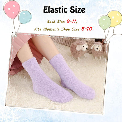 LANLEO 5/6 Pairs Womens Super Soft Fuzzy Plush Warm Winter Home Sleeping Slipper Socks