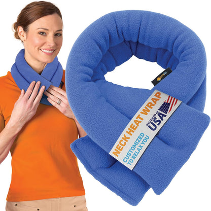 SunnyBay Microwavable Heating Pad for Neck and Shoulder, Heated Neck Wrap, Microwave Heat Pad, Weighted Beanbag Moist Hot or Cold Compress, 2.2 lbs, 26x4 Inches, Navy Blue