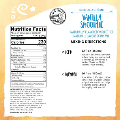 Big Train Vanilla Bean Blended Crème Beverage Mix, 3.5 Pound (Pack of 1) - Colors A