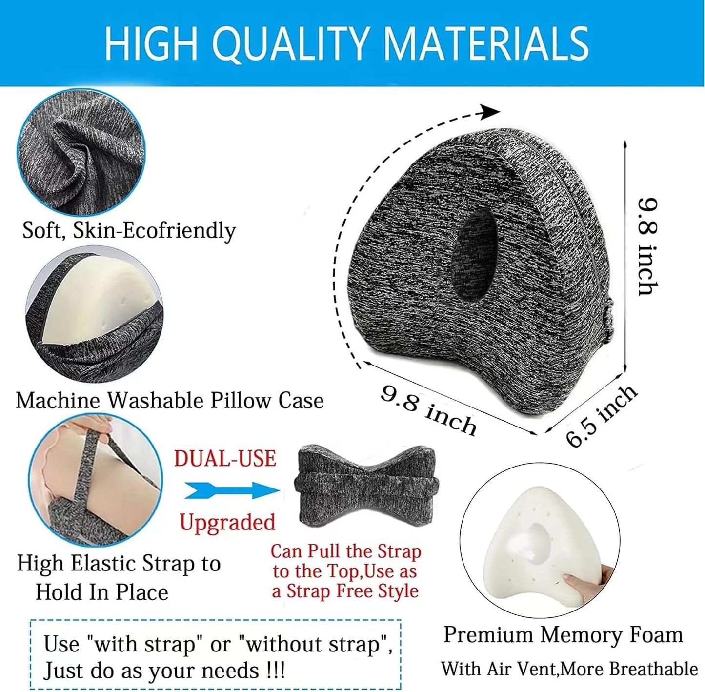Vertdens Leg Pillow, Knee Pillow for Side Sleepers, Leg Pillows for Sleeping, Knee Cushion for Sleeping,Suitable for Relieving Leg, Back, Knee Pain