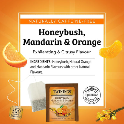 Twinings Honeybush, Mandarin, & Orange Herbal Tea Individually Wrapped Bags, 20 Count (Pack of 1), Naturally Caffeine-Free, Enjoy Hot or Iced, 20 Teabags