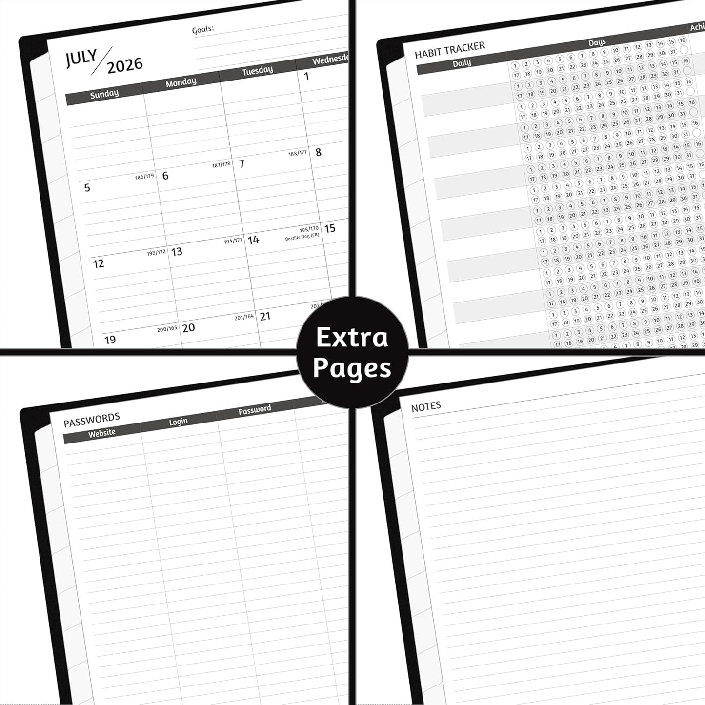 Monthly Planner 2026-2029, 36 Months Calendar Planner 2026-2029 from Jul 2026 – Jun 2029, 8.5'' x 11'' with Ruled Spread, Flexible Cover, Spiral Wirebound, Pocket, Coated Tabs, Notes ＆ Habit Tracker