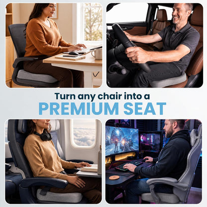 ComfiLife Gel Enhanced Seat Cushion – Office Chair Cushion – Non-Slip Gel & Memory Foam Coccyx Cushion for Tailbone Pain - Desk Chair Car Seat Cushion Driving - Sciatica & Back Pain Relief (Navy)