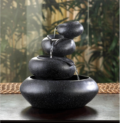 Zingz & Thingz Zen Collection Resin Tabletop LED Water Fountain, Four-Tier, 9.5x9.5x10