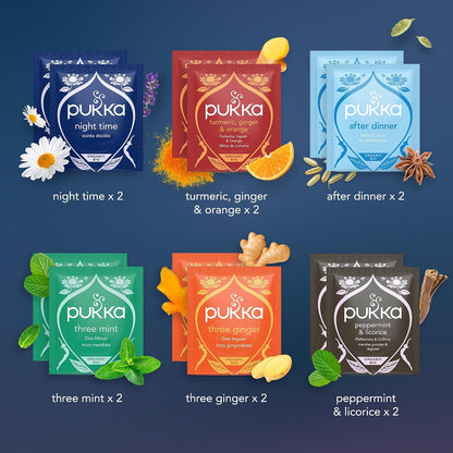 Pukka Christmas Tea Sampler Advent with Black and Green Teas, 24 Tea Bags