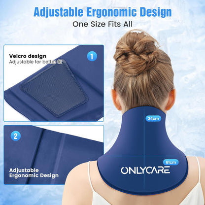 ONLYCARE Neck Ice Pack Wrap Gel - Upgraded Ice Packs for Neck Reusable, Hot and Cold Compress, Relief of Pain, Swelling, Sprains, Office Pressure