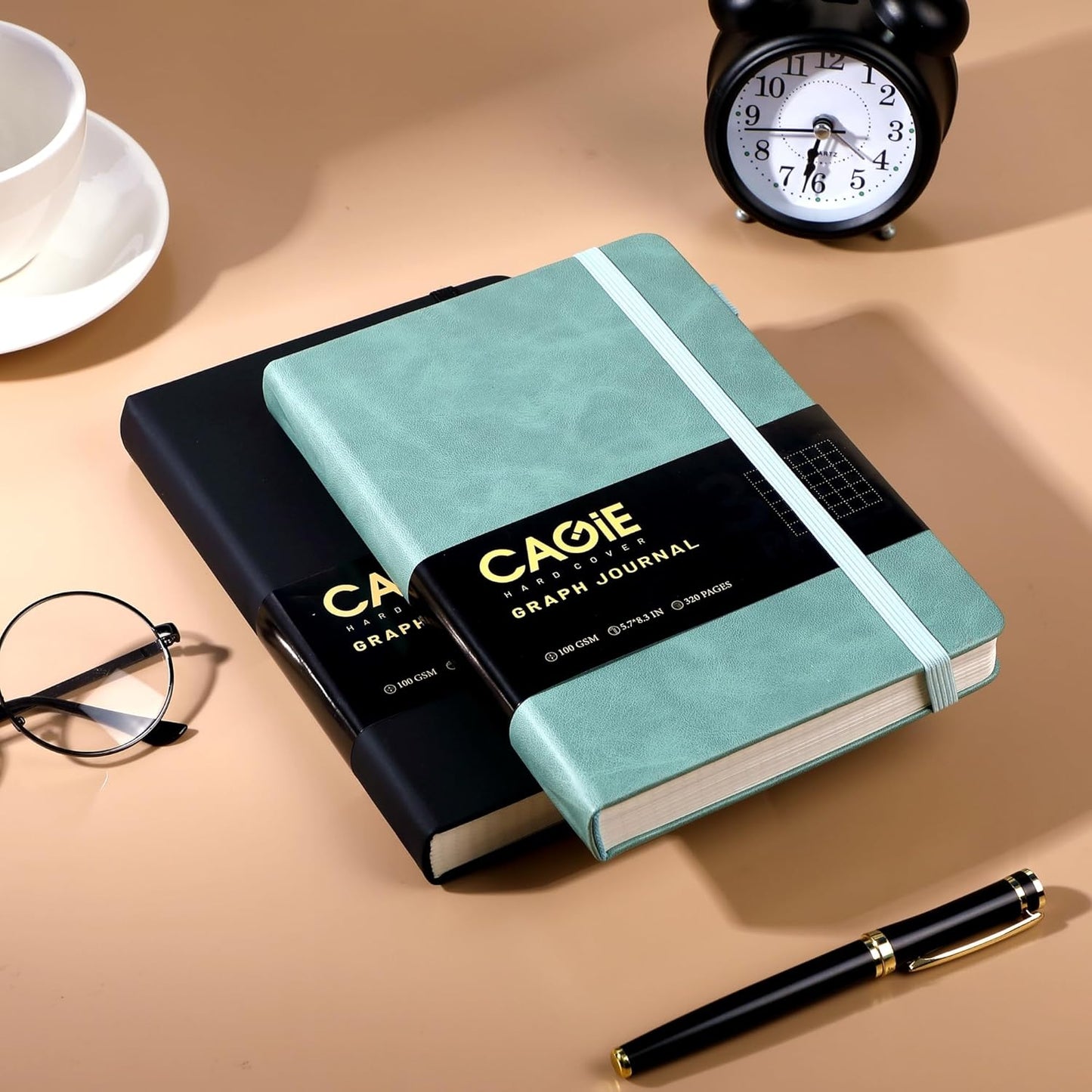 CAGIE Lined Journal Notebook for Women Men 320 Pages 100 Gsm Paper Thick Journaling Notebooks A5 Leather Journals for Writing Hardcover Journal Supplies for Work Note Taking Diary, 5.7x8.3 In, Green