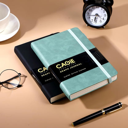 CAGIE Lined Journal Notebook for Women Men 320 Pages 100 Gsm Paper Thick Journaling Notebooks A5 Leather Journals for Writing Hardcover Journal Supplies for Work Note Taking Diary, 5.7x8.3 In, Green