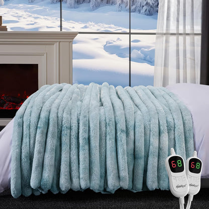 Heated Throw Blanket, Faux Fur Cozy Heating Blanket with Overheat Protection, 1/2/4/6/8 Hours Auto-Off 10 Heat Level, Machine Washable (50x60 Inches, Cream White)