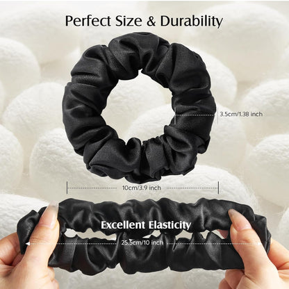 YFONG 3 PCS 100% Mulberry Silk Scrunchies for Women Girls, 22 Momme Soft Hair Ties for Frizz & Breakage Prevention, Elastic Ponytail Holders Gentle And No hurt, (Pink+Champagne+Plum Purple)