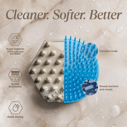 TOOLETRIES Silicone Scalp Scrubber Shampoo Brush, Scalp Brush for Hair Growth for Men & Women, Exfoliates Dandruff & Oil Build-up, Soft Flexible Bristles for Thick, Thin, Wet & Dry Hair - Charcoal