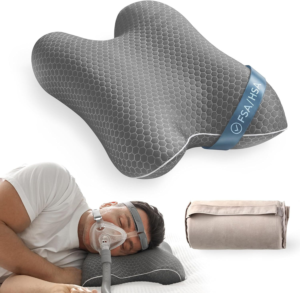 Elviros CPAP Pillow HSA/FSA for Side Back and Stomach Sleepers