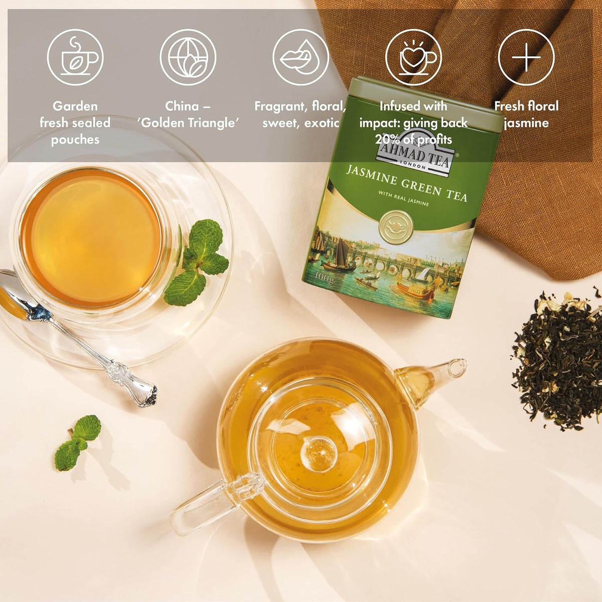 Ahmad Jasmine Green Tea, 100 Grams Tin