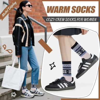 EBMORE Merino Wool Socks for Women Hiking Thermal Warm Winter Thick Boot Cozy Crew Comfy Work Socks for Ladies 5 Pairs