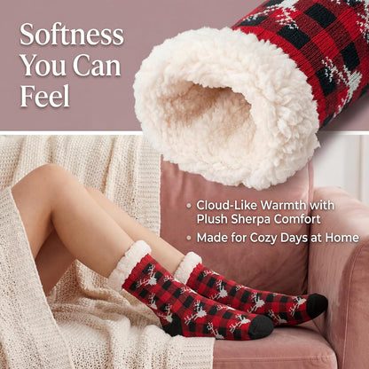 Cozylook Fuzzy Slipper Socks for Women with Grips Warm Cozy Soft Non-Slip Winter Socks Cozy Gift Idea