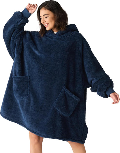 Bedsure Wearable Blanket Hoodies, Blanket Hoodie as Mothers Day Birthday Gifts for Mom Women, Warm Cozy Soft Sweatshirt Hooded Blankets for Women Men Adults, Grey, Standard