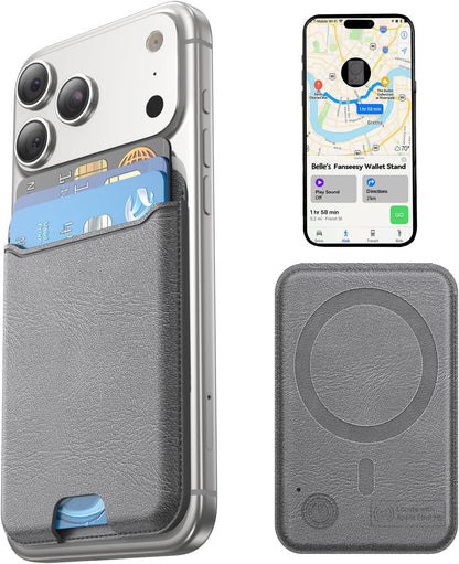 for MagSafe Wallet, Works with Apple Find My,4 Card Holder, Magnetic Phone Wallet for iPhone 18/17/16/15/14/13/12 Pro Max Air Plus Series, RFID Blocking Vegan Leather,Black