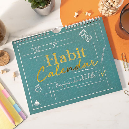 Clever Fox Habit Tracker Calendar, 24-Month Daily Goal Journal Green