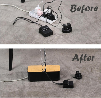Changsuo Cable Management Box Small White, Extension Cord Organizer for Power Stripe Surge Protector Wire Management Concealer Cover Hider for Desktop Home Office Kitchen (White)