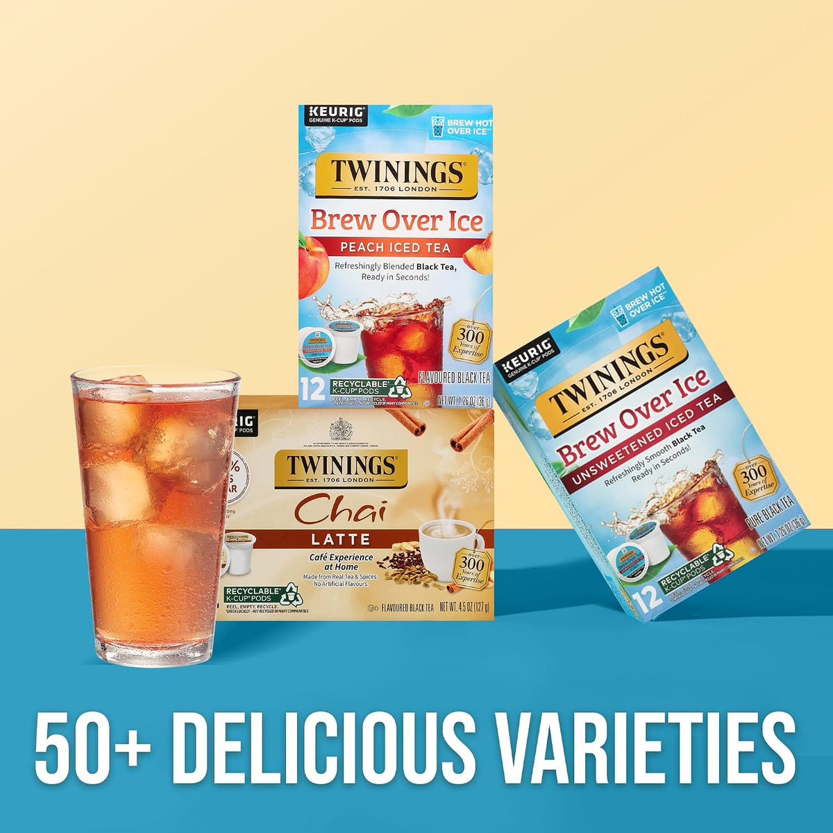 Twinings Brew Over Ice Unsweetened Black Iced Tea 72 K-Cup Pods for Keurig, 12 Count (Pack of 6), Caffeinated